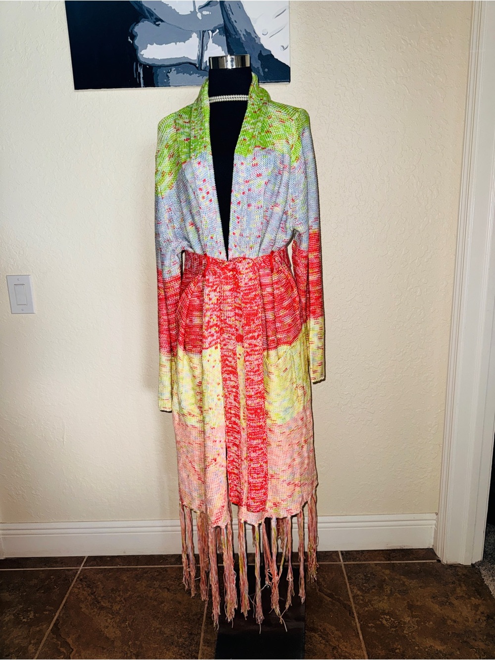 Reydell Women's 525 America Colorful Fringe Cardigan - XL - MSRP $248